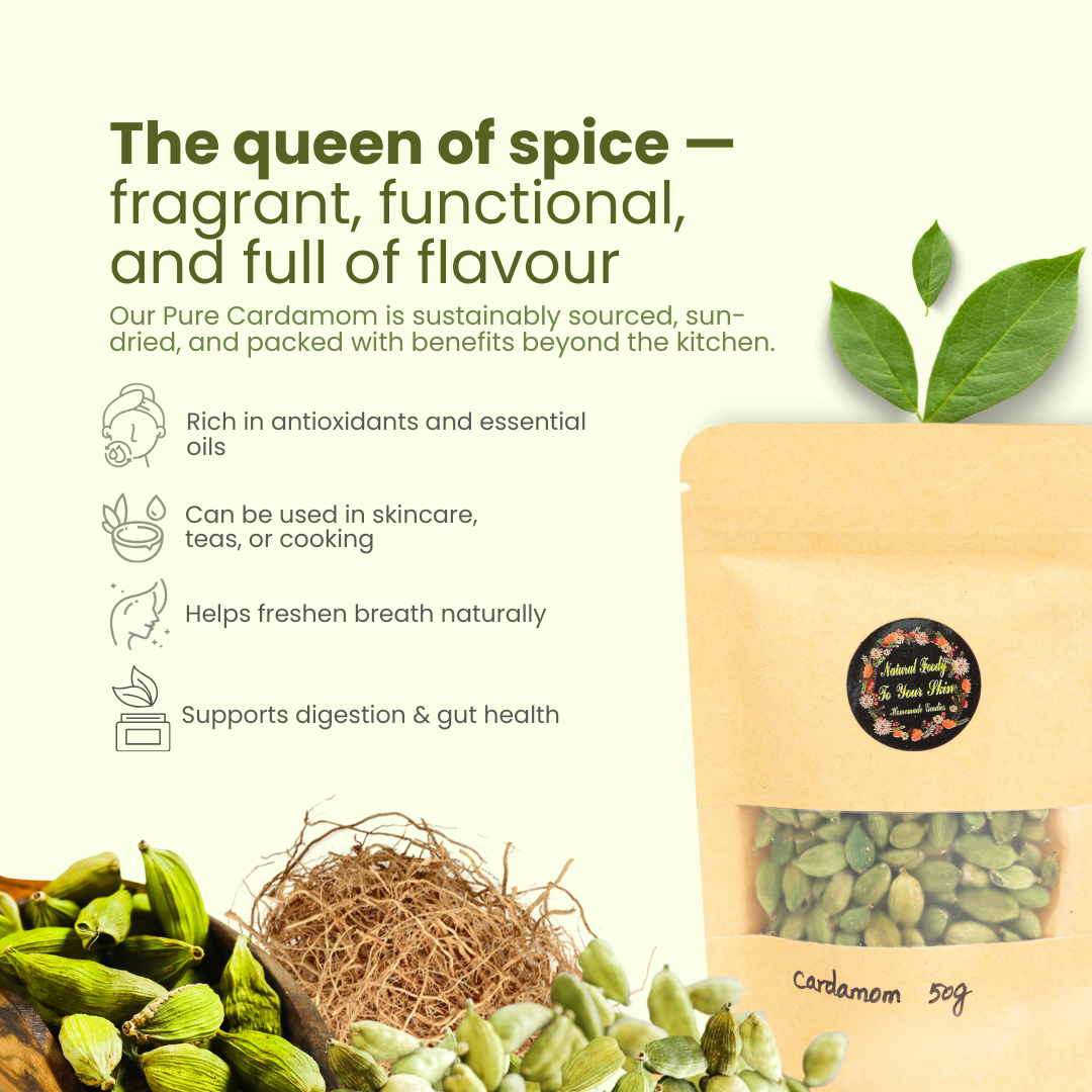 Organic Cardamom (Elaichi) | 8mm+ Premium 50g nature-foody-skin