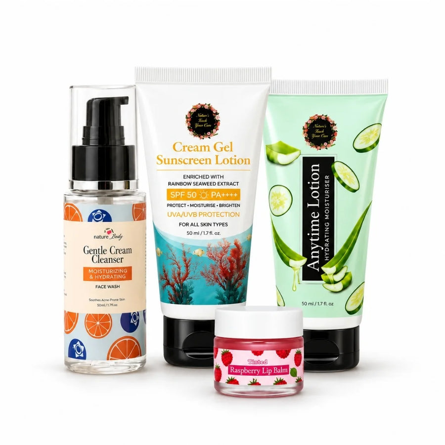Daily Care Kit - Complete Skincare Routine (Cleanse, Hydrate, Protect & Care) Nature foody to your skin