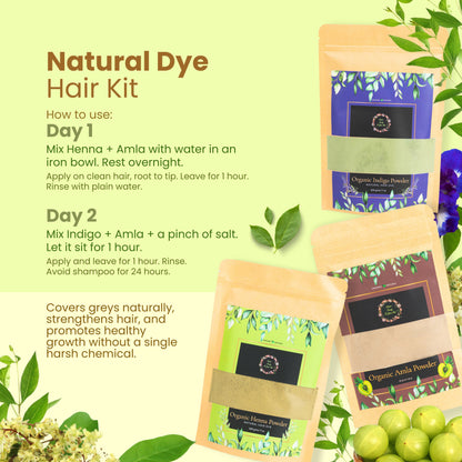 Natural Hair Dye Kit(Amla, Henna, Indigo) nature-foody-skin