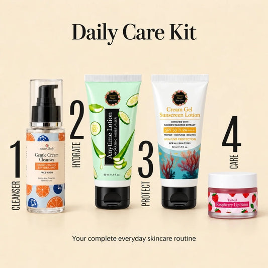 Daily Care Kit - Complete Skincare Routine (Cleanse, Hydrate, Protect & Care) Nature foody to your skin