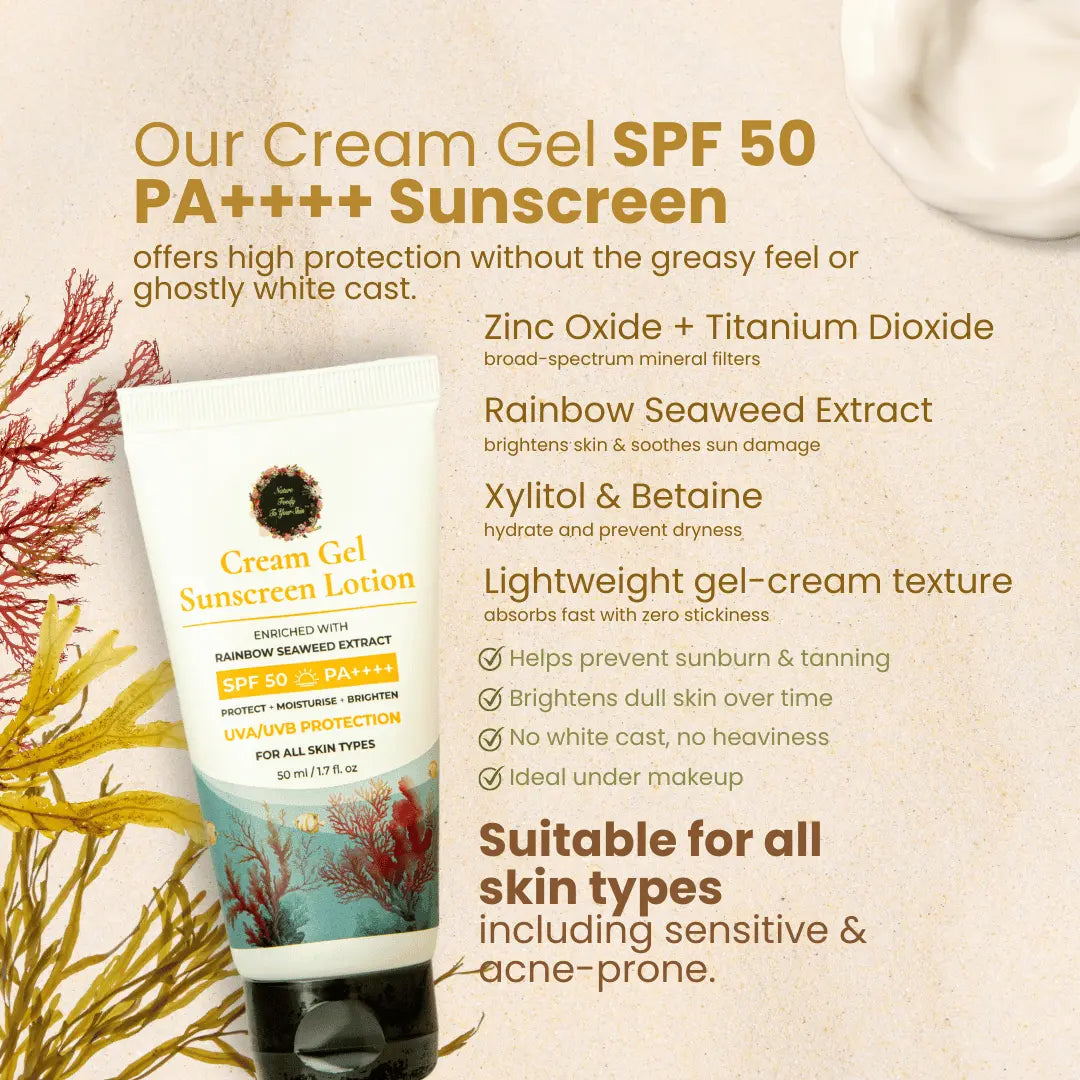 Cream Gel SPF 50 PA++++ Sunscreen Lotion nature-foody-skin