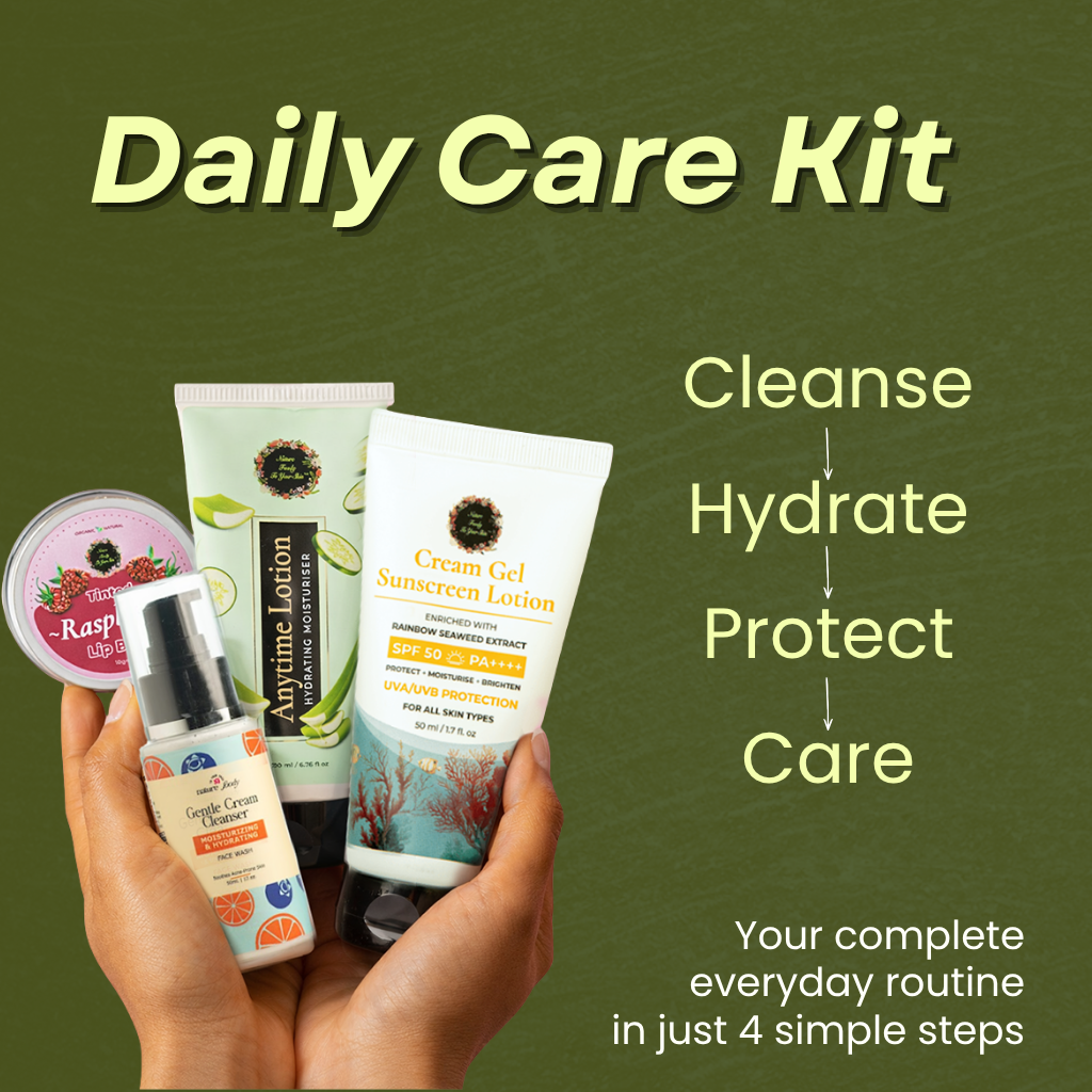 Daily Care Kit - Complete Skincare Routine (Cleanse, Hydrate, Protect & Care) Nature foody to your skin