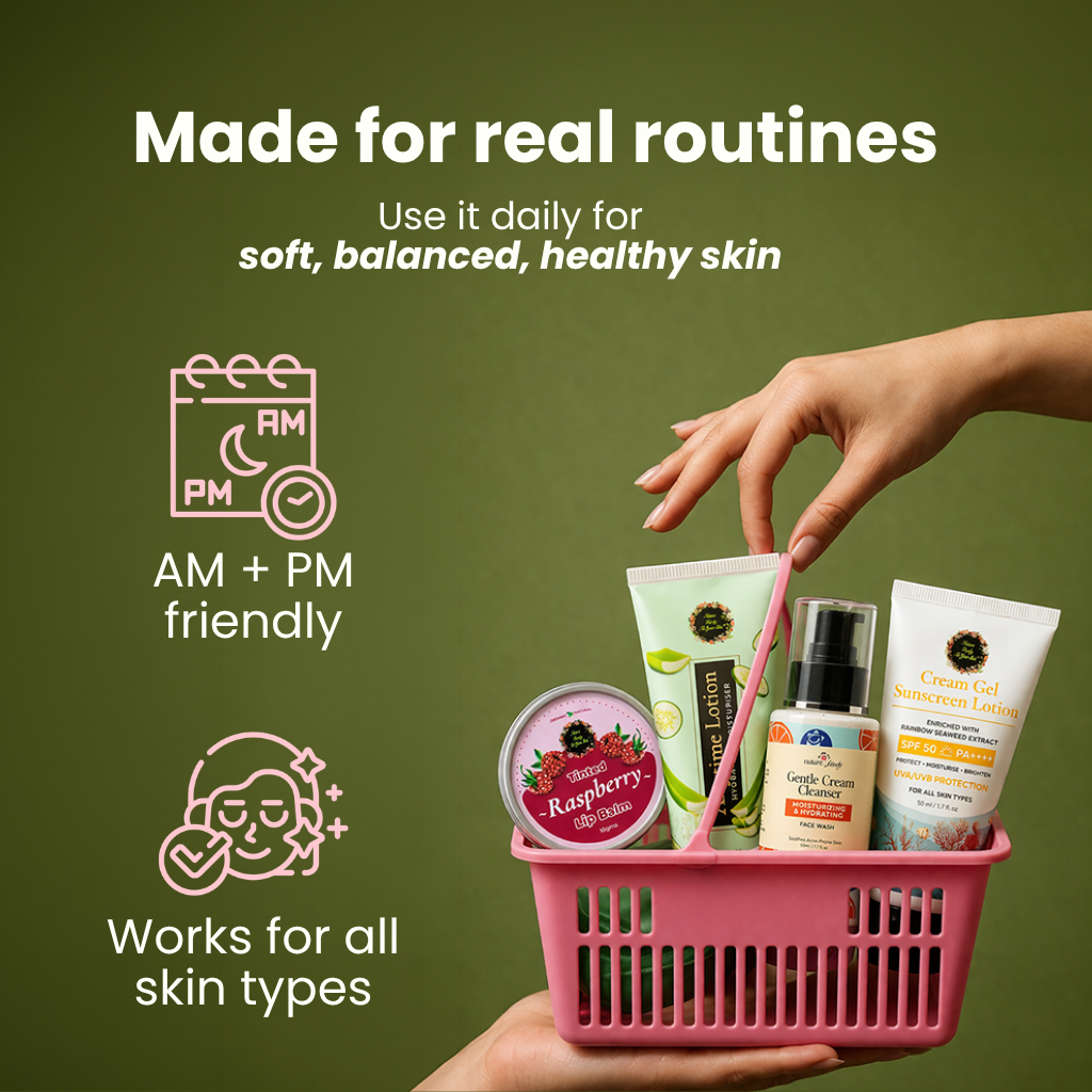 Daily Care Kit - Complete Skincare Routine (Cleanse, Hydrate, Protect & Care) Nature foody to your skin