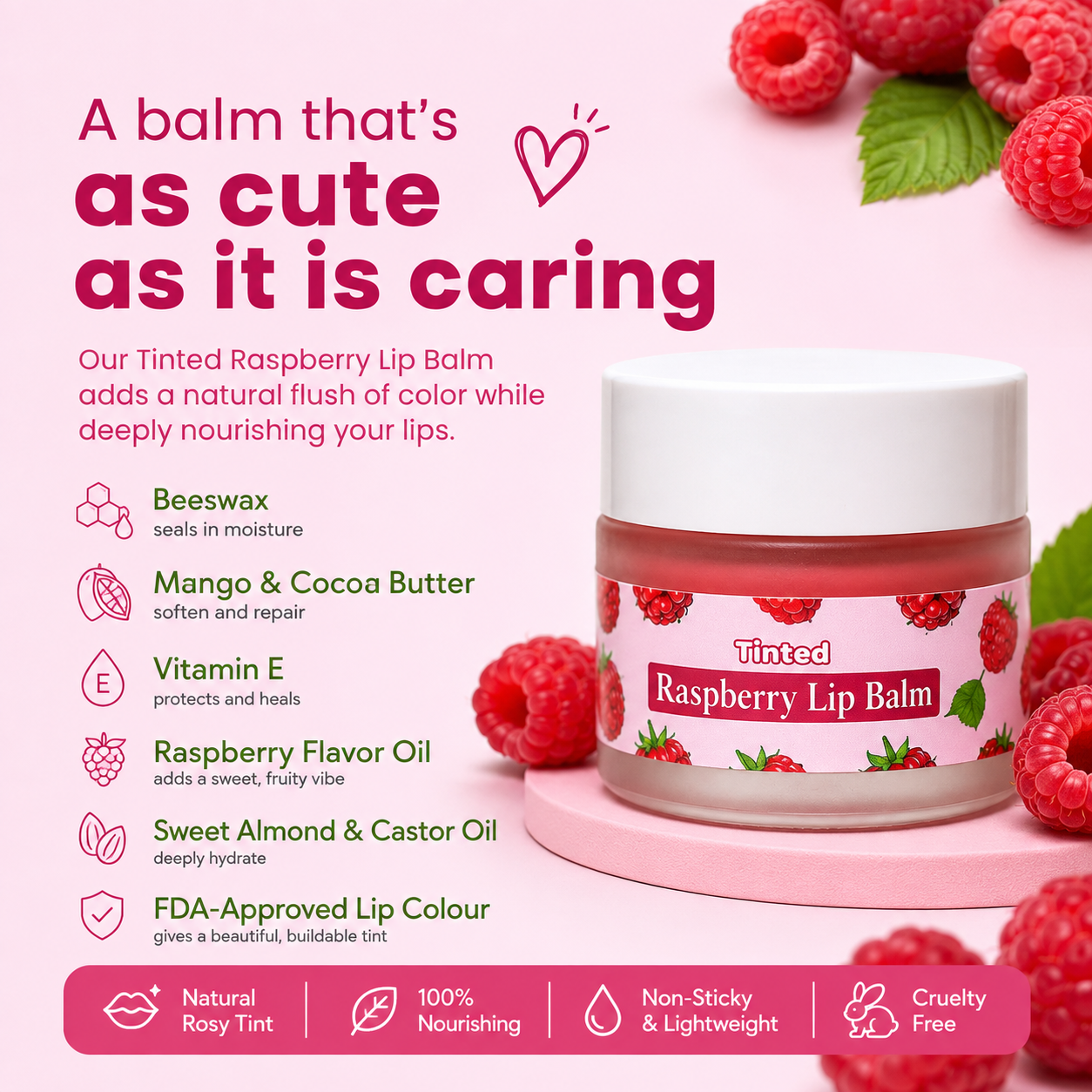 Tinted Raspberry Lip Balm nature-foody-skin