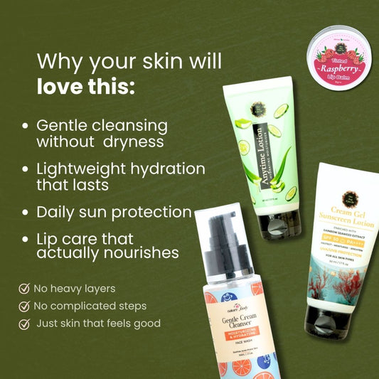 Daily Care Kit - Complete Skincare Routine (Cleanse, Hydrate, Protect & Care) Nature foody to your skin